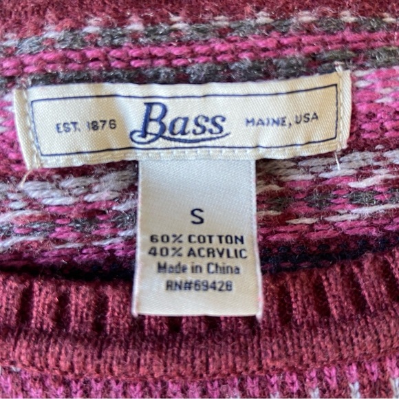 Bass Youth Sweater Size S Medium Cotton Blend Red Maroone Striped Preppy 90s - Picture 4 of 8